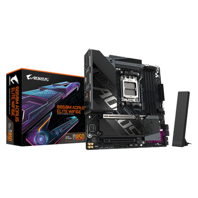 GIGABYTE B850M AORUS ELITE WIFI6E Placa base - Procesadores AMD Ryzen serie 9000, VRM digital de 12+2+2 fases, hasta 8200 MHz DDR5 (O.C.), 1x M.2 PCIe 5.0 + 1x M.2 PCIe 4.0, Wi-Fi 6E, LAN 2.5 GbE, USB 3.2 Gen 2 (Espera 4 dias) GIGABYTE B850M AORUS ELITE WIFI6E Placa base - Procesadores AMD Ryzen serie 9000, VRM digital de 12+2+2 fases, hasta 8200 MHz DDR5 (O.C.), 1x M.2 PCIe 5.0 + 1x M.2 PCIe 4.0, Wi-Fi 6E, LAN 2.5 GbE, USB 3.2 Gen 2 (Espera 4 dias)