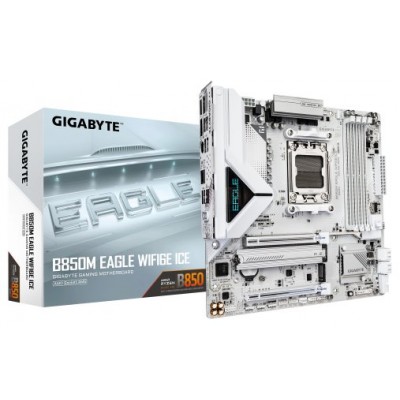 PLACA GIGABYTE B850M EAGLE WIFI6E ICE (BLANCO),AMD,AM5,B850,4DDR5,256GB,1HDMI+1DP,4SATA3+3M.2,GBELAN+WIFI6E+BT5.3,4USB3.2,MATX (Espera 4 dias)