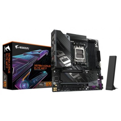 GIGABYTE X870M AORUS ELITE WIFI7 Placa Base – Compatible con procesadores AMD Ryzen 9000, VRM digital de 14+2+2 fases, hasta 8200 MHz DDR5 (OC), 1 x PCIe 5.0 + 1 x PCIe 4.0, Wi-Fi 7, LAN 2.5 GbE, USB 4 (Espera 4 dias) GIGABYTE X870M AORUS ELITE WIFI7 Placa Base – Compatible con procesadores AMD Ryzen 9000, VRM digital de 14+2+2 fases, hasta 8200 MHz DDR5 (OC), 1 x PCIe 5.0 + 1 x PCIe 4.0, Wi-Fi 7, LAN 2.5 GbE, USB 4 (Espera 4 dias)