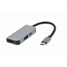 ADAPTADOR MULTIPUERTO USB TIPO C 3 EN 1 PUERTO USB HDMI PD PLATA