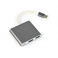 MULTIADAPTADOR GEMBIRD USB TIPO C, GRIS ESPACIAL