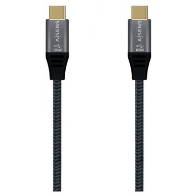 AISENS - CABLE USB 2.0 ALUMINIO 5A 100W E-MARK, USB-C/M-USB-C/M, GRIS, 2.0M