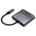 AISENS - CONVERSOR USB-C A 2xHDMI 4K SST MST/USB2.0/USB-C PD 60W, USB-C/M-2xHDMI/H-USB-A/H-USB-C/H, GRIS, 15CM