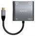 AISENS - CONVERSOR USB-C A 2xHDMI 4K SST MST/USB2.0/USB-C PD 60W, USB-C/M-2xHDMI/H-USB-A/H-USB-C/H, GRIS, 15CM