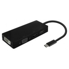 AISENS - CONVERSOR USB-C A DP/DVI/HDMI/VGA, USB-C/M-DP/H-DVI/H-HDMI/H-VGA/H, NEGRO, 15CM