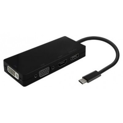 AISENS - CONVERSOR USB-C A DP/DVI/HDMI/VGA, USB-C/M-DP/H-DVI/H-HDMI/H-VGA/H, NEGRO, 15CM