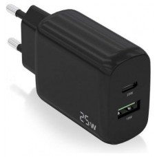 CARGADOR 25W 1xUSB-C PD3.0 1xUSB-A QC3.0 NEGRO AISENS