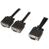 AISENS - CABLE BIFURCADOR SVGA, HDB15/M-2XHDB15/H, NEGRO, 45 CM