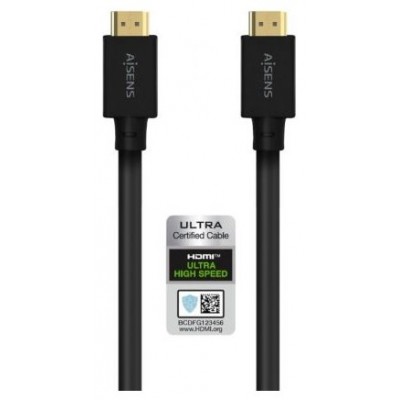 AISENS - CABLE HDMI V2.1 ULTRA ALTA VELOCIDAD / HEC 8K@60HZ 48GBPS, A/M-A/M, NEGRO, 5.0M