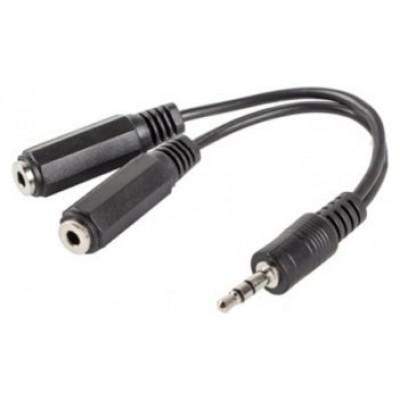 ADAPTADOR LANBERG JACK STEREO MACHO A JACK STEREO HEMBRA X2 10 CM NEGRO