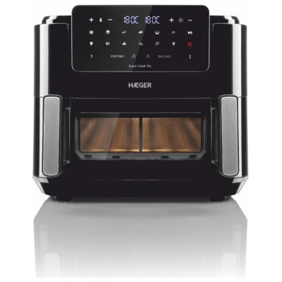 FREIDORA INTELIGENTE SUPER COOK 10L 2 CUBETAS NEGRO HAEGER (Espera 4 dias)