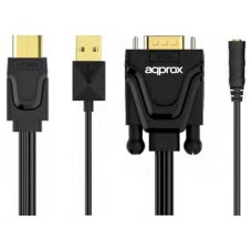 ADAPTADOR HDMI A VGA + AUDIO + ALIMENTACION APPROX (Espera 4 dias)