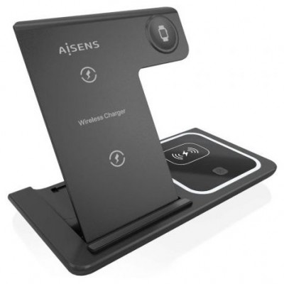 AISENS Cargador inalambrico USB-C 3 EN1 15w NEGRO