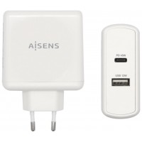 AISENS - CARGADOR 57W 1xUSB-C PD3.0 45W 1xUSB-A 5V/2.4A 12W BLANCO