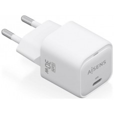 AISENS - CARGADOR GaN 30W, 1xUSB-C PD3.0 QC4.0, BLANCO