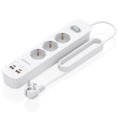 Aisens Regleta 3 tomas interruptor PD 2xUSBC 2xUSB Aisens Regleta 3 tomas interruptor PD 2xUSBC 2xUSB