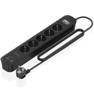 Aisens Regleta 5 tomas interruptor PD 2xUSBC 2xUSB Aisens Regleta 5 tomas interruptor PD 2xUSBC 2xUSB