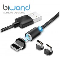 Cable USB Magnético Tipo C + Lightning + Micro USB Biwond (Espera 2 dias)