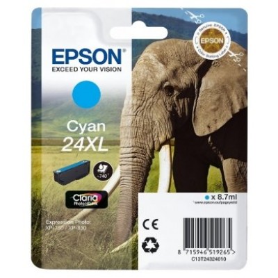 Epson Claria Photo HD Ink Cartucho Cian 24XL Expression Photo XP-760/950