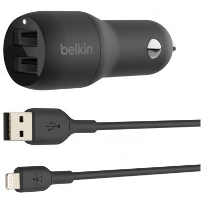 CARGADOR DE COCHE BELKIN CCD001BT1MBK DOBLE USB-A 24W