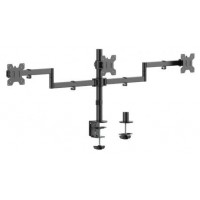 AISENS - SOPORTE DE MESA ECO GIRATORIO E INCLINABLE PARA 3 MONITORES 10KG (3 PIVOTES, 2 BRAZOS) DE 13-27, NEGRO