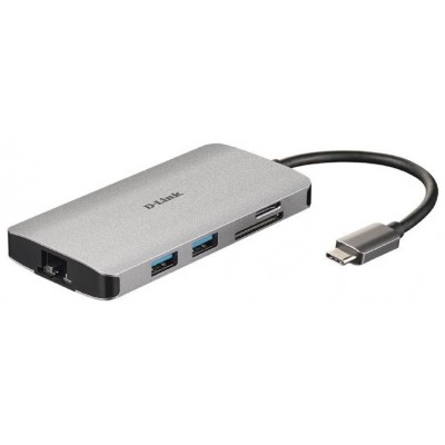 HUB USB-C D-LINK 8 EN 1 (HDMI 3USB3.0 1USB-C 1RJ-45
