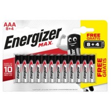 BLISTER 8 + 4 PILAS MAX TIPO LR03 (AAA) ENERGIZER E301531207 (Espera 4 dias)