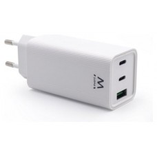 CARGADOR MOVIL EWENT CARGA RAPIDA PUERTOS 2 USB-C Y 1 USB-A 65W BLANCO