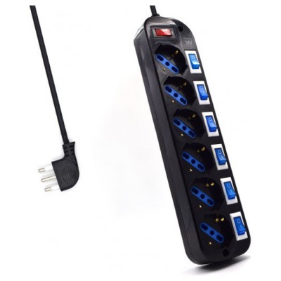 Ewent EW3850 limitador de tensi&oacute;n Negro 6 salidas AC 220 V 1,5 m (Espera 4 dias)