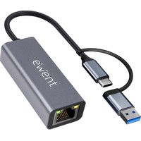 Ewent EW9819 hub de interfaz USB 3.2 Gen 1 (3.1 Gen 1) Type-A + Type-C 1000 Mbit/s Gris Ewent EW9819 hub de interfaz USB 3.2 Gen 1 (3.1 Gen 1) Type-A + Type-C 1000 Mbit/s Gris