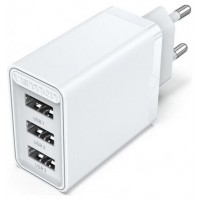 CARGADOR PARED/VIAJE 3xUSB-A 12W BLANCO VENTION (Espera 4 dias)