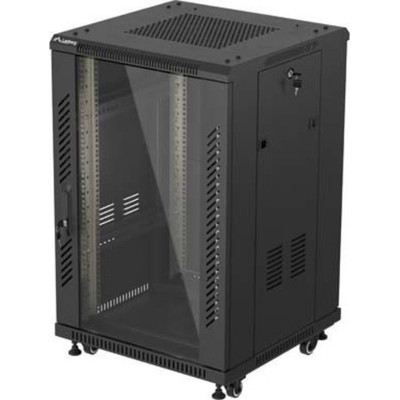 ARMARIO RACK LANBERG DE SUELO 19" 18U 600X600 PUERTA DE CRISTAL FLAT PACK NEGRO