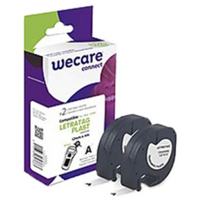 ARMOR    WECARE Etiqueta transparente Texto negro para DYMO LETRATAG PLAST 12mmx4m. Dos cintas por caja