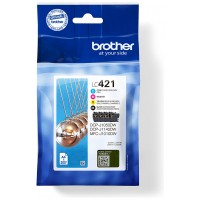 BROTHER Pack de 4 cartuchos de tinta negro, cian, magenta y amarillo LC421VAL para DCP-J1050DW / DCP