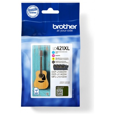 BROTHER Pack de 4 cartuchos de tinta negro, cian, magenta y amarillo LC421XLVAL para DCP-J1050DW / D