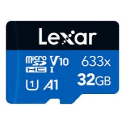 LEXAR 32GB HIGH-PERFORMANCE 633X MICROSDHC UHS-I, UP TO 100MB/S READ 20MB/S WRITE C10 A1 V10 U1 (Espera 4 dias)