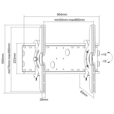 SOPORTE MONITOR/TV 37-70 INCLI 75KG 83mm NEGRO TOOQ