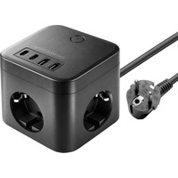 CARGADOR CUBO 3xAC + 2xUSB-C + 2xUSB-A 35W PD+GaN TYPE-F NEGRO MARS GAMING (Espera 4 dias)