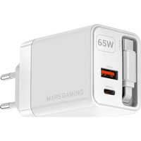 CARGADOR USB PARED USB-C + USB-A GaN 65W BLANCO MARS GAMING (Espera 4 dias)