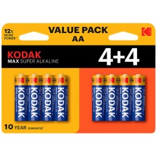 PILAS AA KODAK MAX ALCALINA LR6 PACK 8 (4+4) UNIDADES