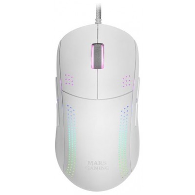 MOUSE MARS GAMING RGB MMPRO WHITE AMBIDIESTRO 32K DPI