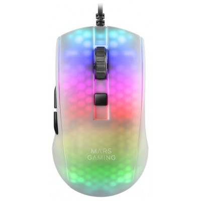 MOUSE MARS GAMING RGB MMR TRANSLUCIDO WHITE 12800DPI