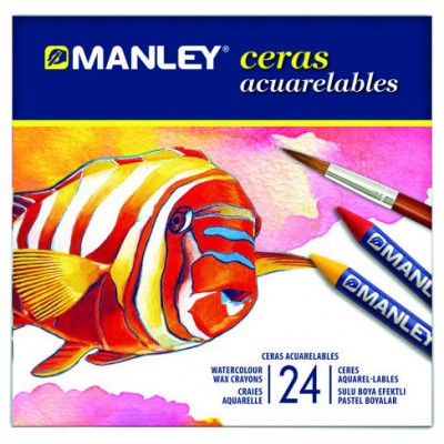 ESTUCHE 24 CERAS ACUARELABLES MANLEY MNQ00424 (Espera 4 dias)