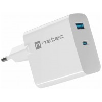 CARGADOR NATEC RIBERA GAN 65W PD3.0 QC3.0 1XUSB-A + 1XUSB-C BLANCO