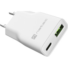 CARGADOR NATEC RIBERA SLIM 20W 1XUSB-A + 1xUSB-C PD3.0 QC3.0 PROTECCION OVP,OCP,SCP Y OTP BLANCO CARGADOR NATEC RIBERA SLIM 20W 1XUSB-A + 1xUSB-C PD3.0 QC3.0 PROTECCION OVP,OCP,SCP Y OTP BLANCO