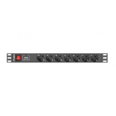 REGLETA LANBERG 1U 10A 7X SCHUKO RACK 19" 2M NEGRO C14