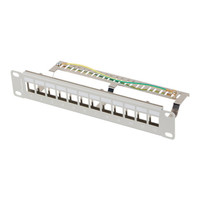 PATCH PANEL LANBERG 12 PUERTOS 1U RACK 10" FTP PARA MODULOS KEYSTONE GRIS