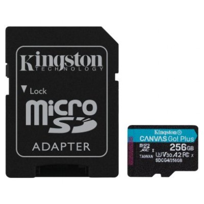 Kingston Technology Tarjeta microSDXC Canvas Go Plus Gen4 de 256 GB, 200 MB/s, A2 U3 V30 y adaptador (Espera 4 dias)