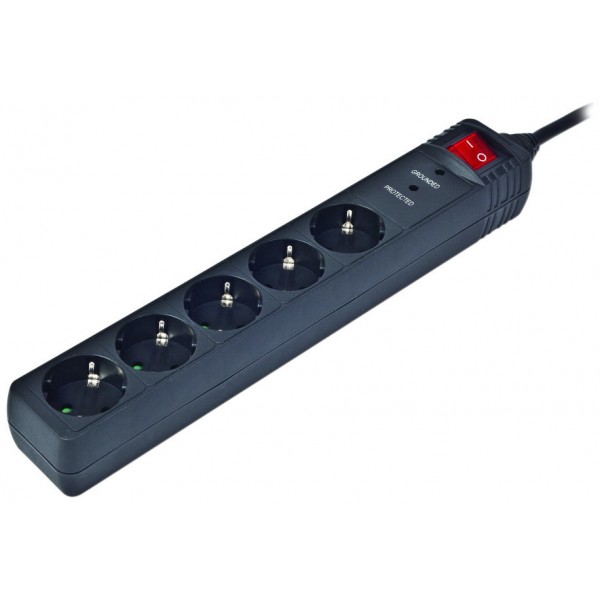 Regleta con interruptor ngs surge pole 800/ 8 tomas de corriente/ negra