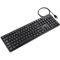 Teclado silencioso USB, 105 teclas, Negro